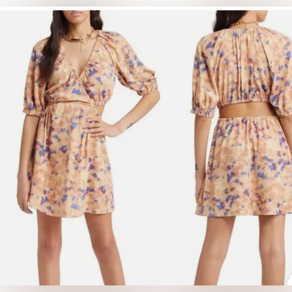 Open Edit Cutout Puff Sleeve Minidress - Picture 3 of 11